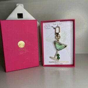 True to Form Green Martini Handbag keychain Charm with Glass Crystal Stones Glam